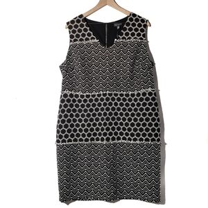 NEW The Limited Tweed Boho Woven Dot Shift Dress 16 Black White Sheath NWT‎